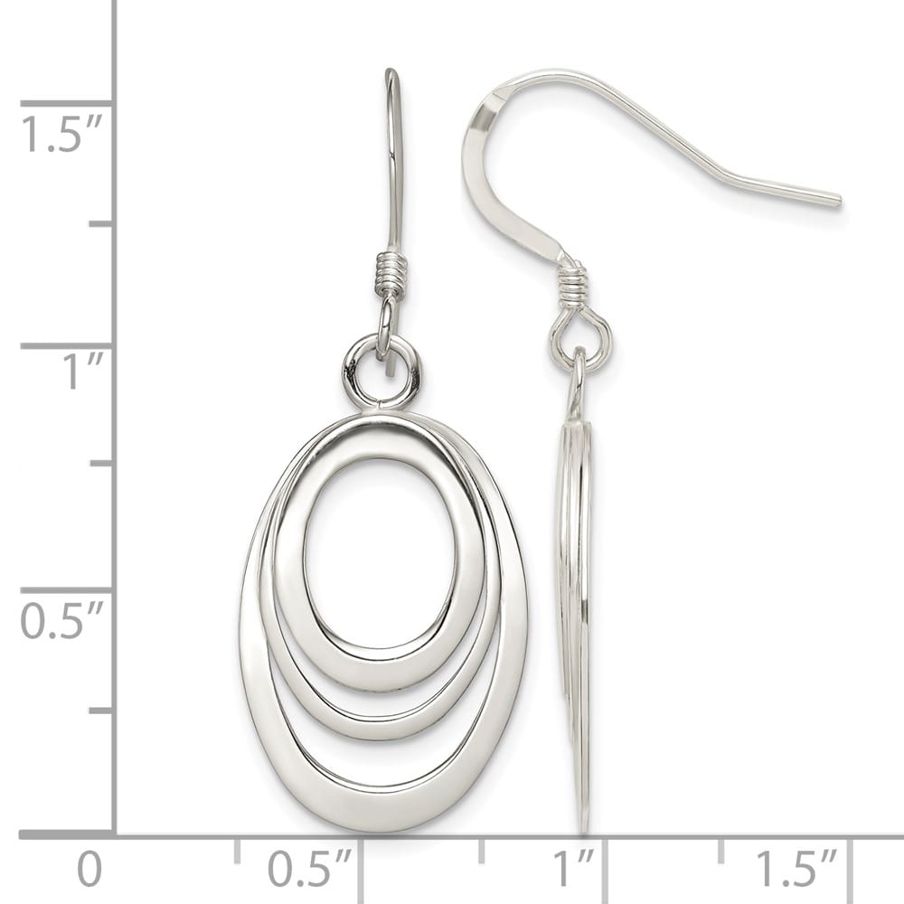 Sterling Silver Polished Triple Oval Dangle 41 x 15 mm Earrings, view 4 of 4