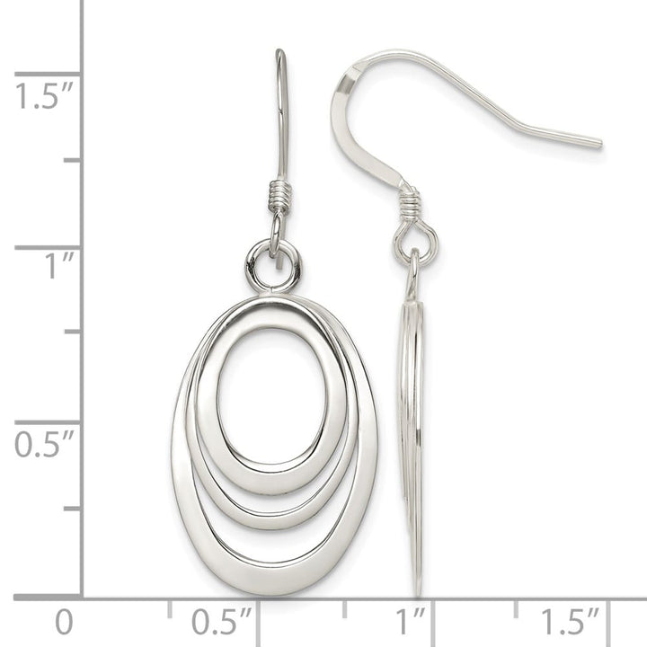 Sterling Silver Polished Triple Oval Dangle 41 x 15 mm Earrings, view 4 of 4
