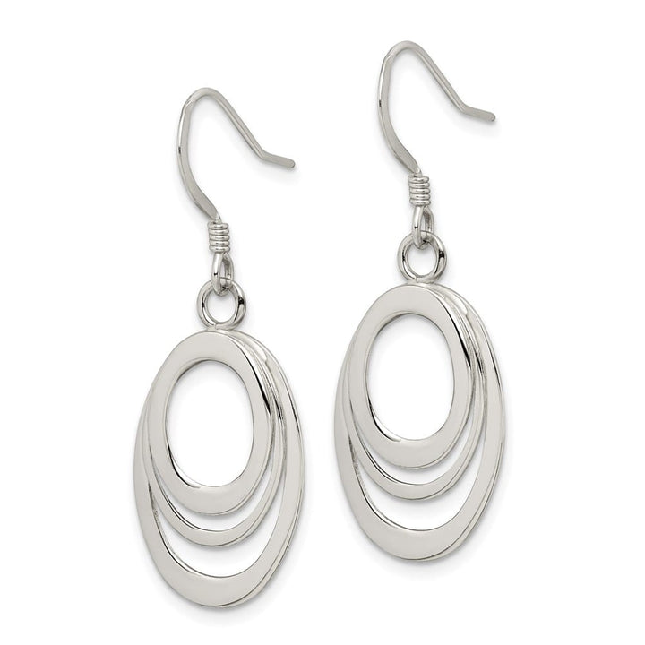 Sterling Silver Polished Triple Oval Dangle 41 x 15 mm Earrings, view 2 of 4