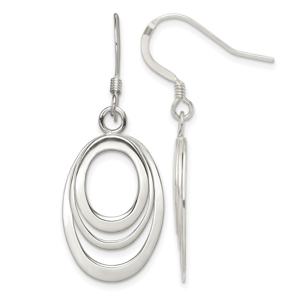 Sterling Silver Polished Triple Oval Dangle 41 x 15 mm Earrings, view 1 of 4