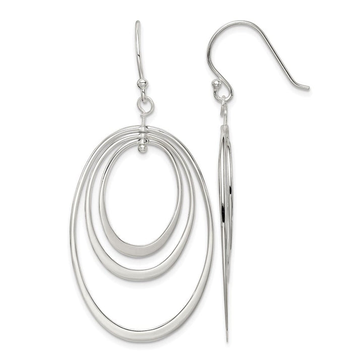 Sterling Silver Polished Triple Oval Dangle 56 x 27 mm Earrings, view 1 of 4