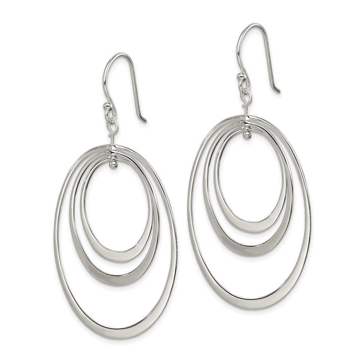 Sterling Silver Polished Triple Oval Dangle 56 x 27 mm Earrings, view 2 of 4