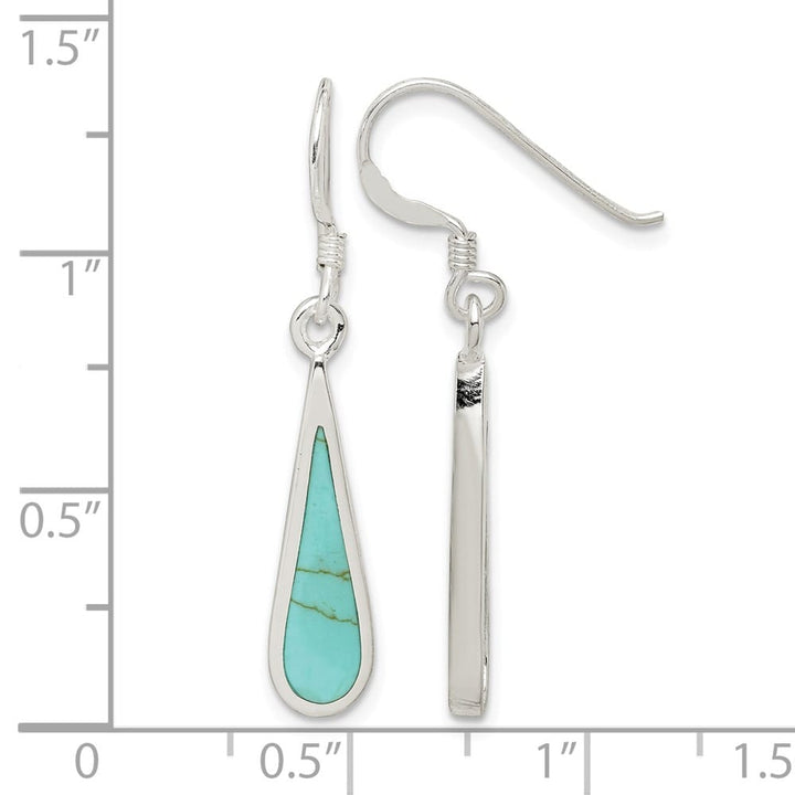 Sterling Silver Polished Turquoise Teardrop Dangle Earrings, view 4 of 4