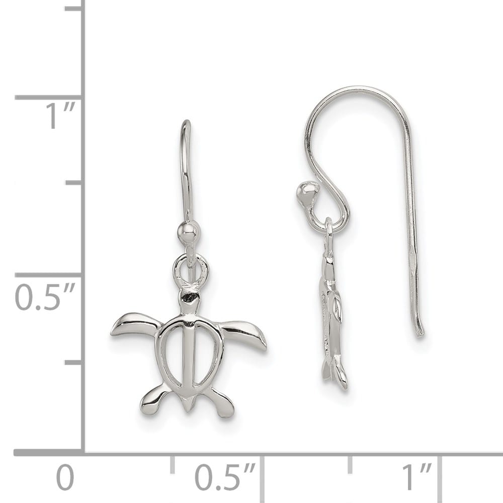 Sterling Silver Polished Turtle Dangle Earrings, view 4 of 4