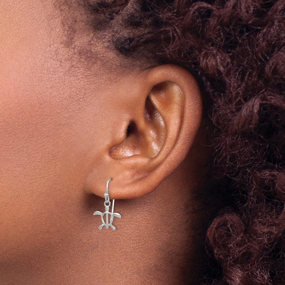 Sterling Silver Polished Turtle Dangle Earrings, view 3 of 4