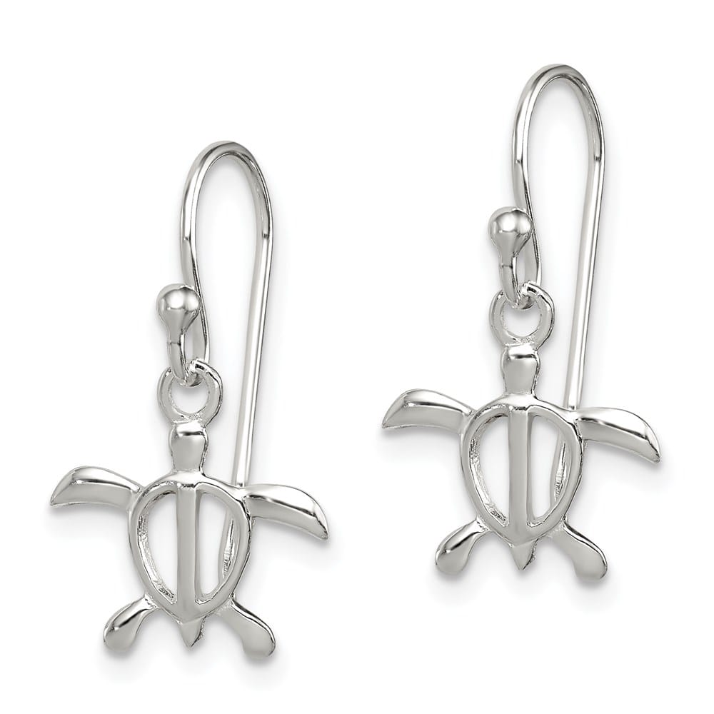 Sterling Silver Polished Turtle Dangle Earrings, view 2 of 4