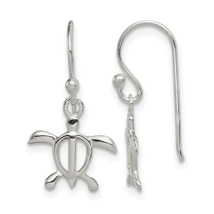 Sterling Silver Polished Turtle Dangle Earrings, view 1 of 4