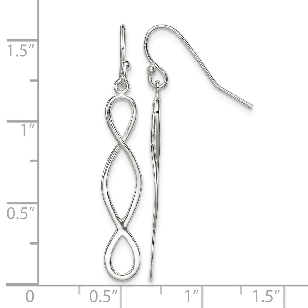 Sterling Silver Polished Twist Design Dangle Earrings, view 4 of 4