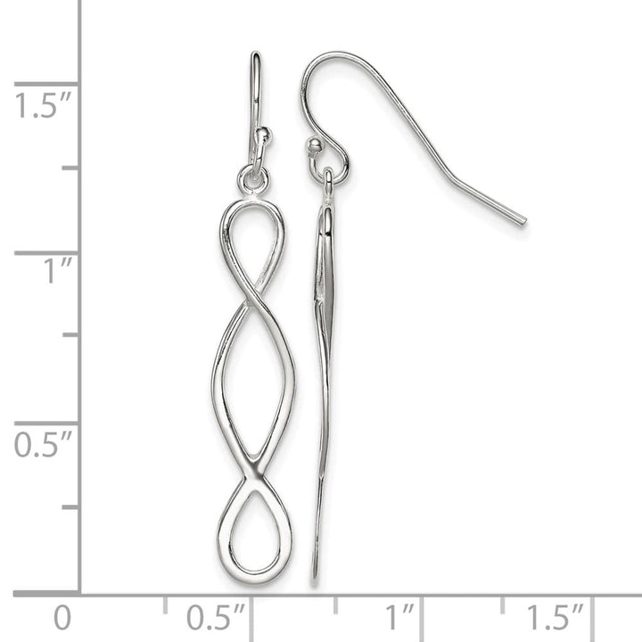 Sterling Silver Polished Twist Design Dangle Earrings, view 4 of 4