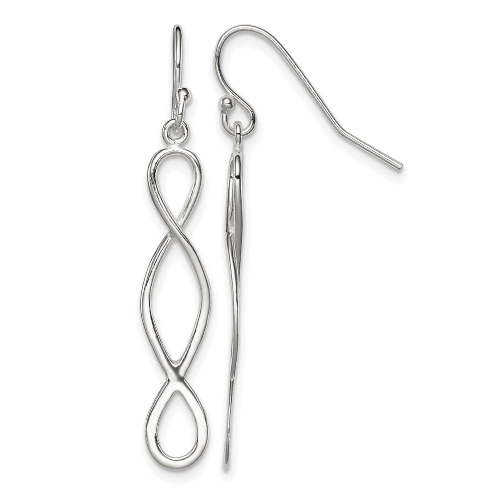 Sterling Silver Polished Twist Design Dangle Earrings, view 1 of 4