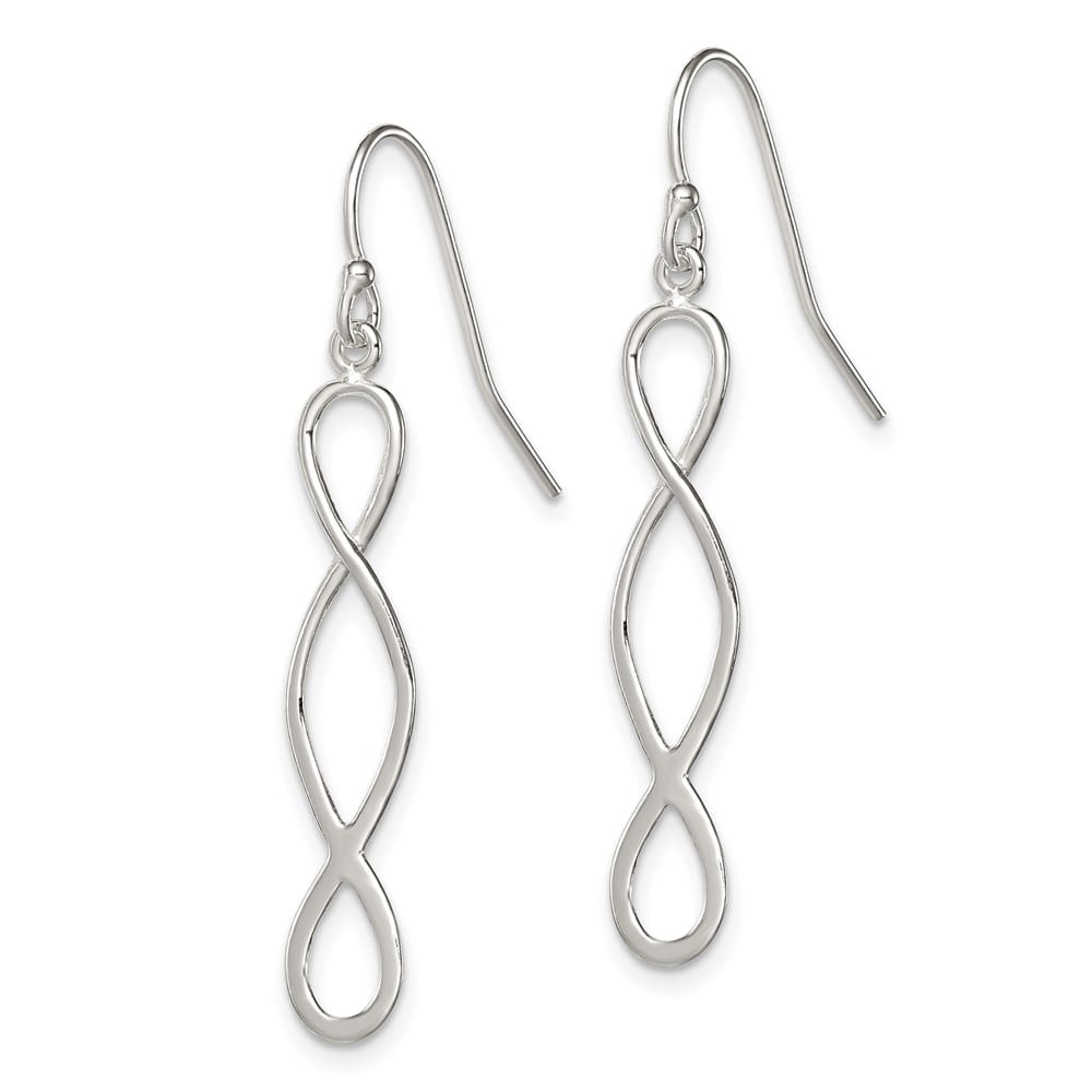 Sterling Silver Polished Twist Design Dangle Earrings, view 2 of 4