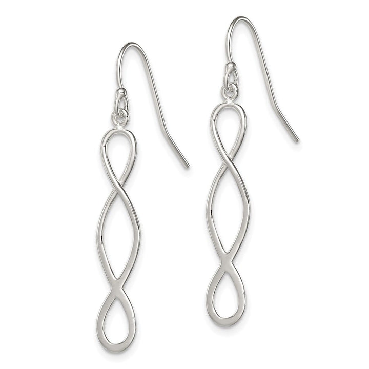 Sterling Silver Polished Twist Design Dangle Earrings, view 2 of 4