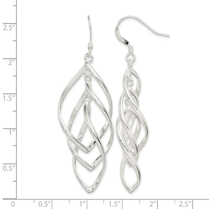 Sterling Silver Polished & Twisted Dangle Earrings, view 4 of 4