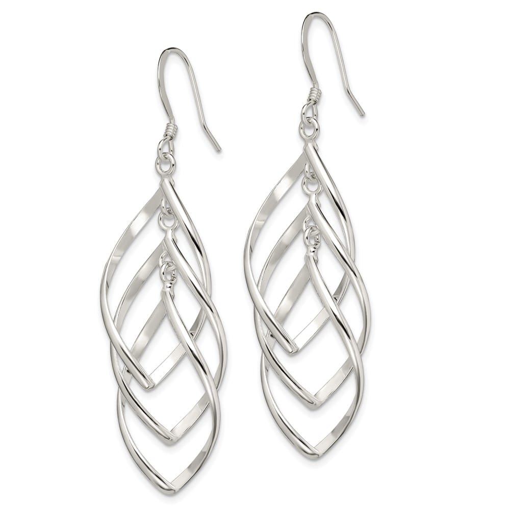 Sterling Silver Polished & Twisted Dangle Earrings, view 2 of 4