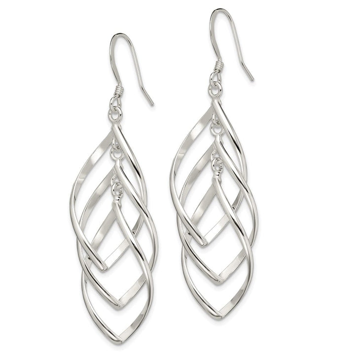 Sterling Silver Polished & Twisted Dangle Earrings, view 2 of 4