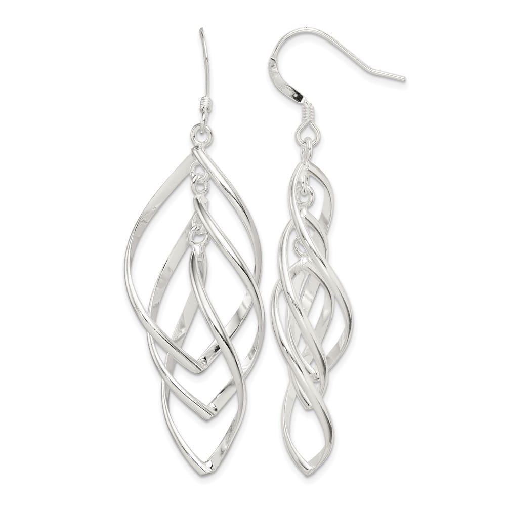 Sterling Silver Polished & Twisted Dangle Earrings, view 1 of 4