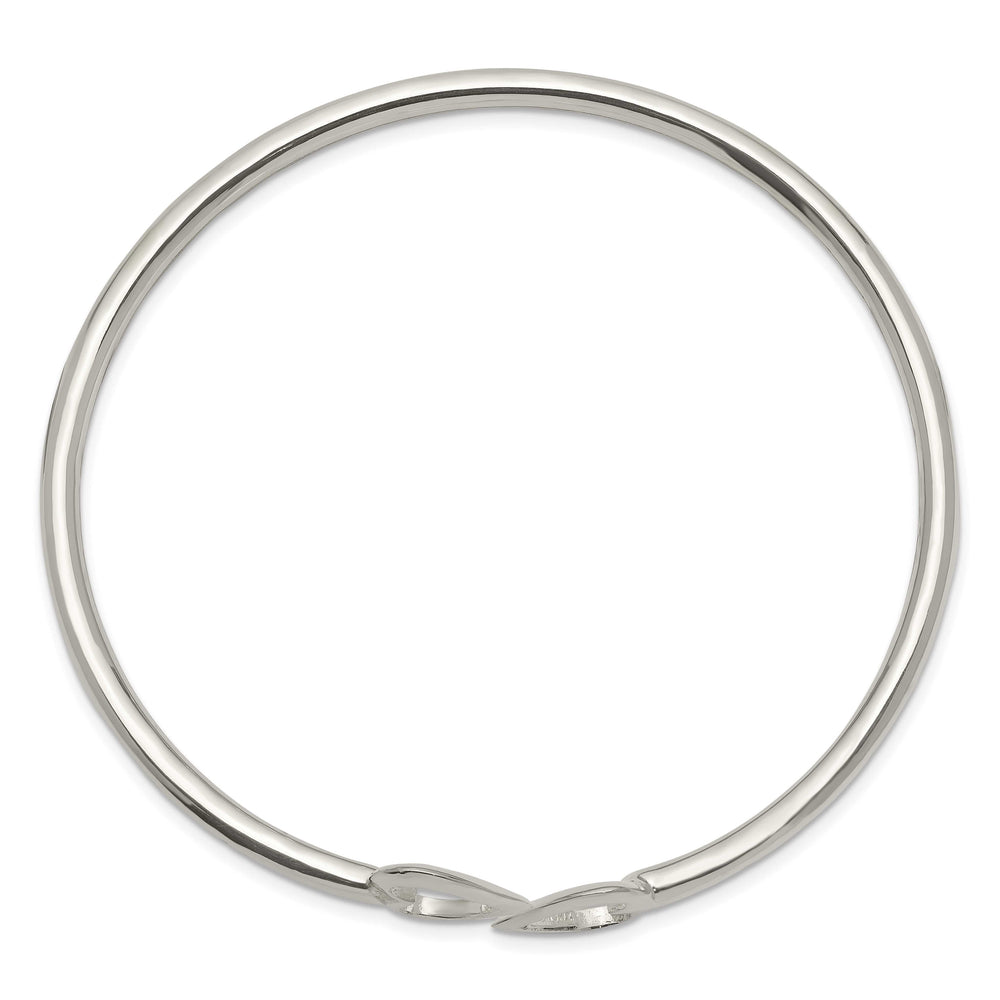 Sterling Silver Polished Two Hearts Flexible Bangle