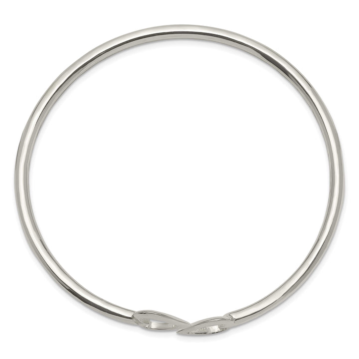 Sterling Silver Polished Two Hearts Flexible Bangle
