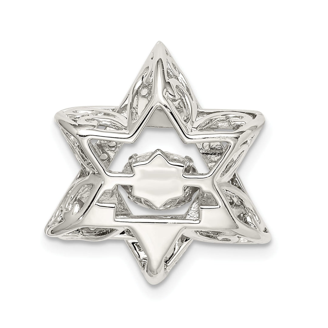 Sterling Silver Polished Vibrant CZ Star of David Pendant