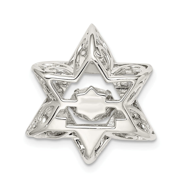 Sterling Silver Polished Vibrant CZ Star of David Pendant