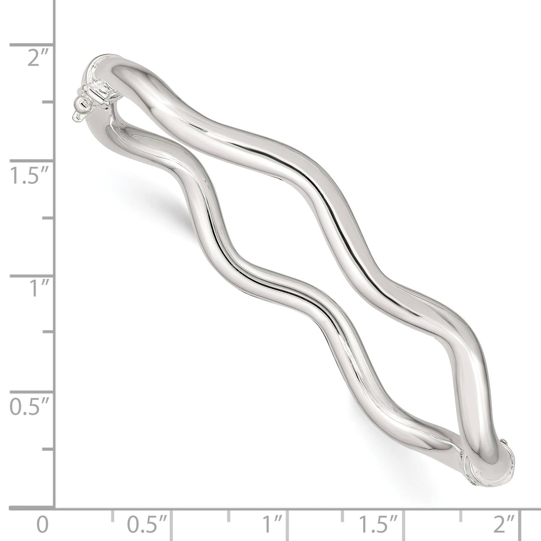 Sterling Silver Polished Wavy 3.75mm Hinged Bangle