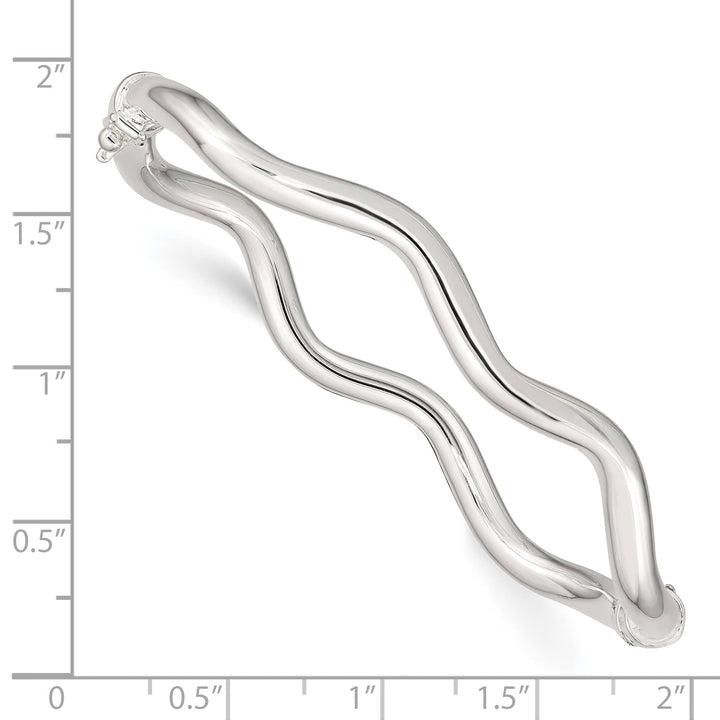 Sterling Silver Polished Wavy 3.75mm Hinged Bangle