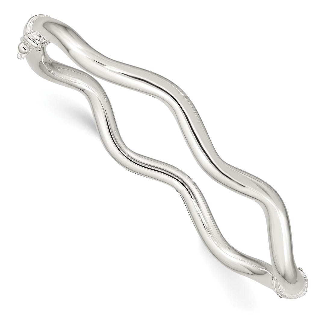 Sterling Silver Polished Wavy 3.75mm Hinged Bangle