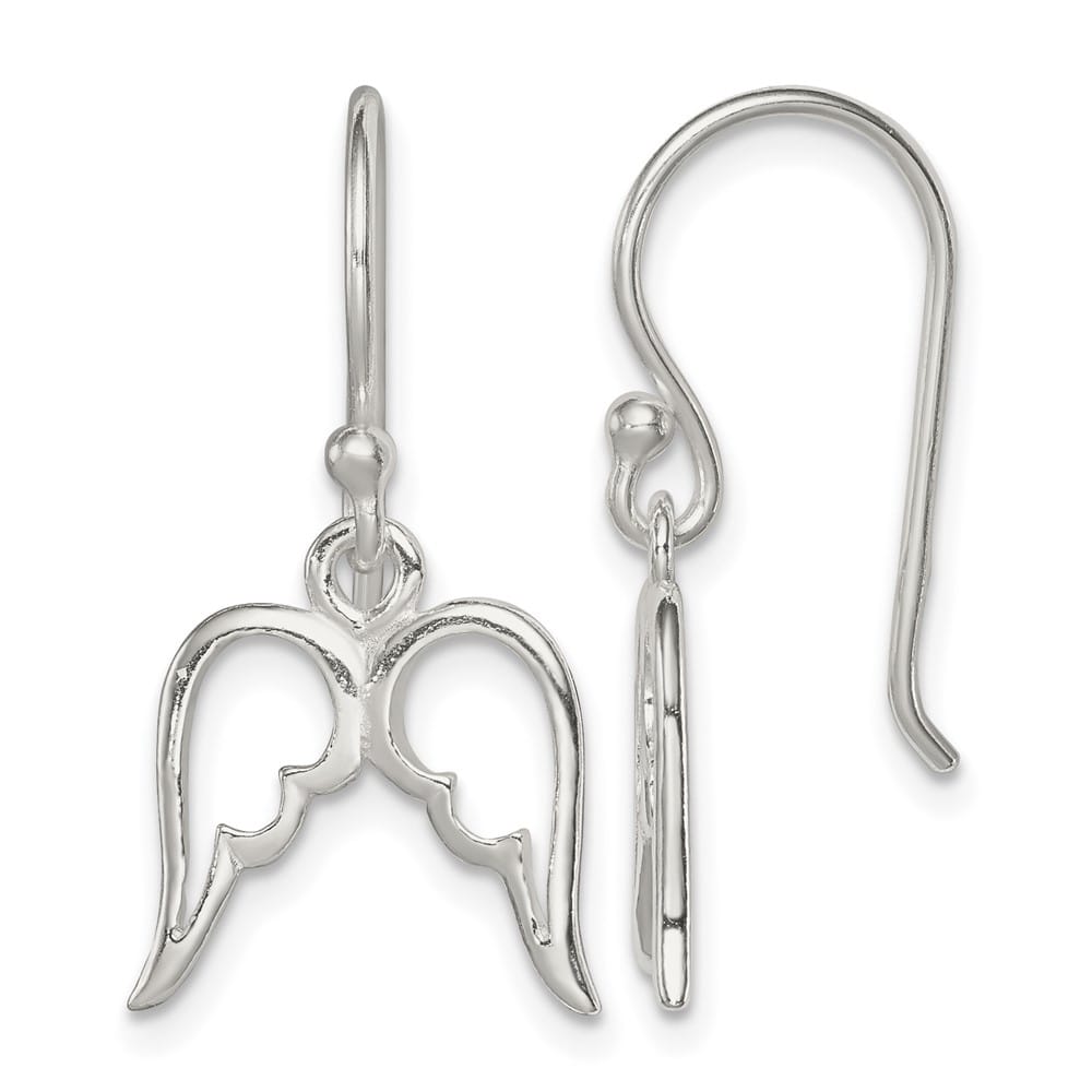 Sterling Silver Polished Wings Dangle Earrings, view 1 of 4
