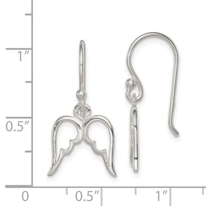 Sterling Silver Polished Wings Dangle Earrings, view 4 of 4