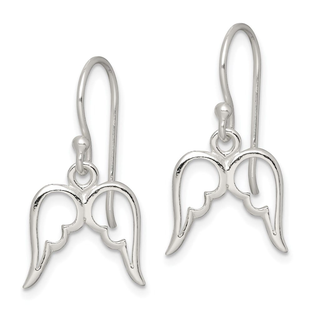 Sterling Silver Polished Wings Dangle Earrings, view 2 of 4