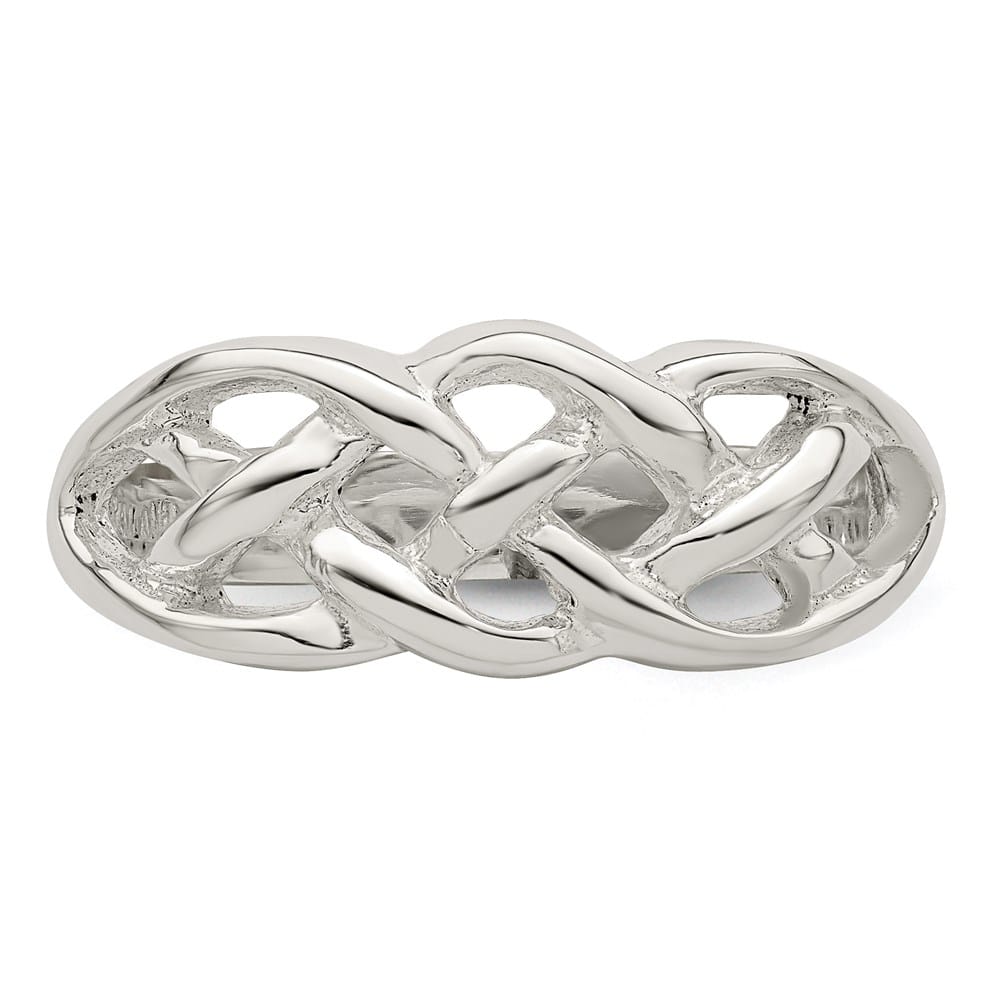 Sterling Silver Polished Woven Celtic Pattern Top Ring