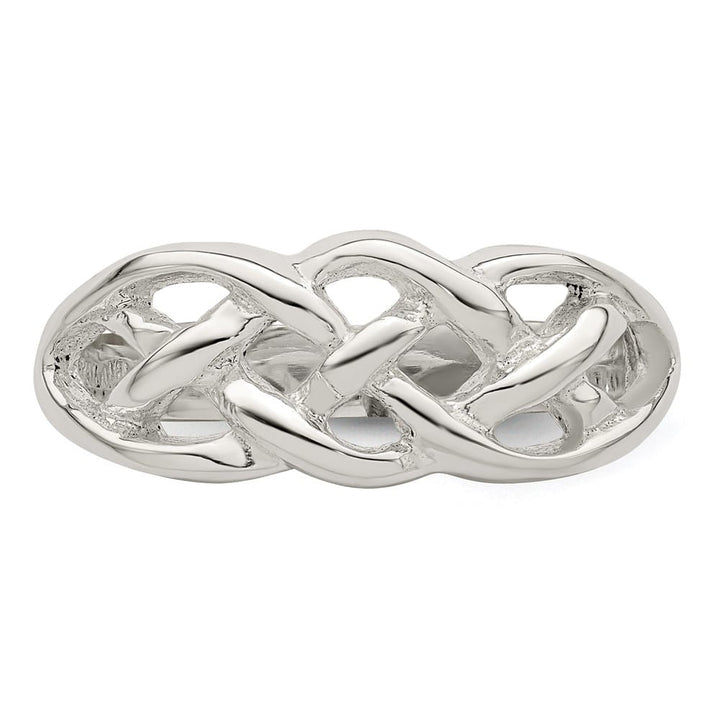 Sterling Silver Polished Woven Celtic Pattern Top Ring