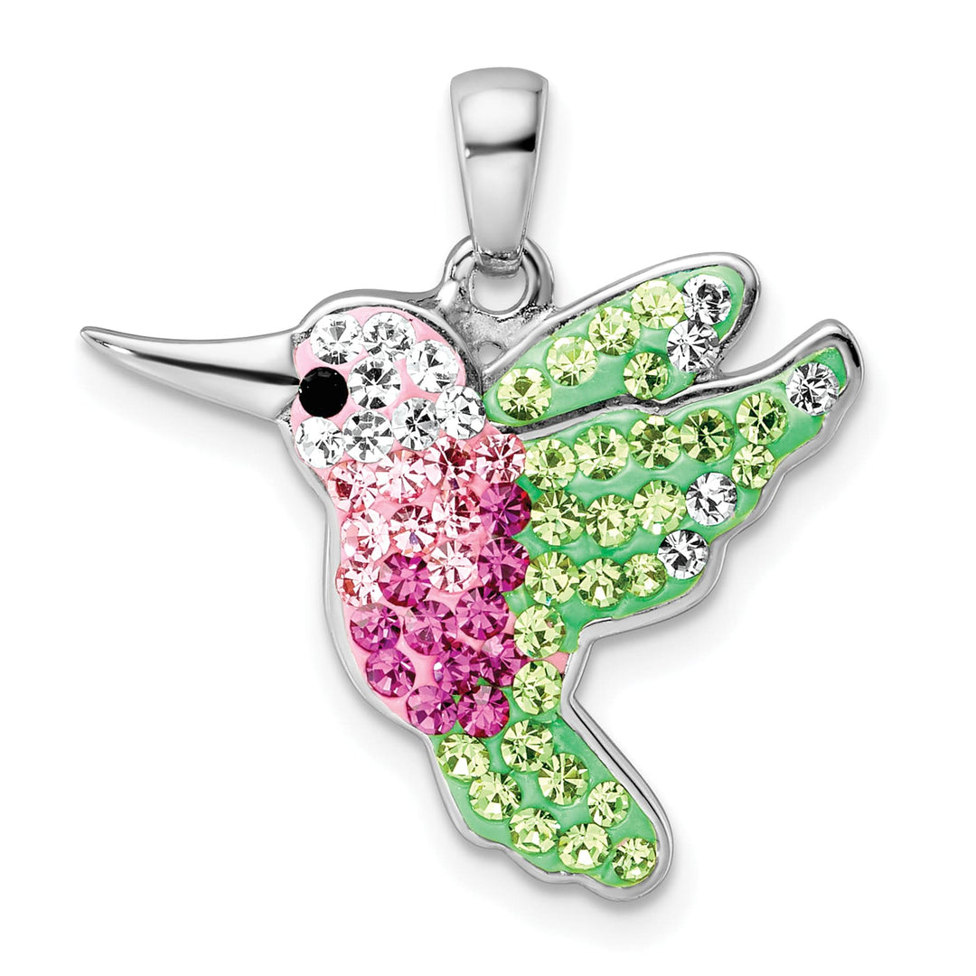 Sterling Silver Preciosa Crystal Hummingbird Pendant