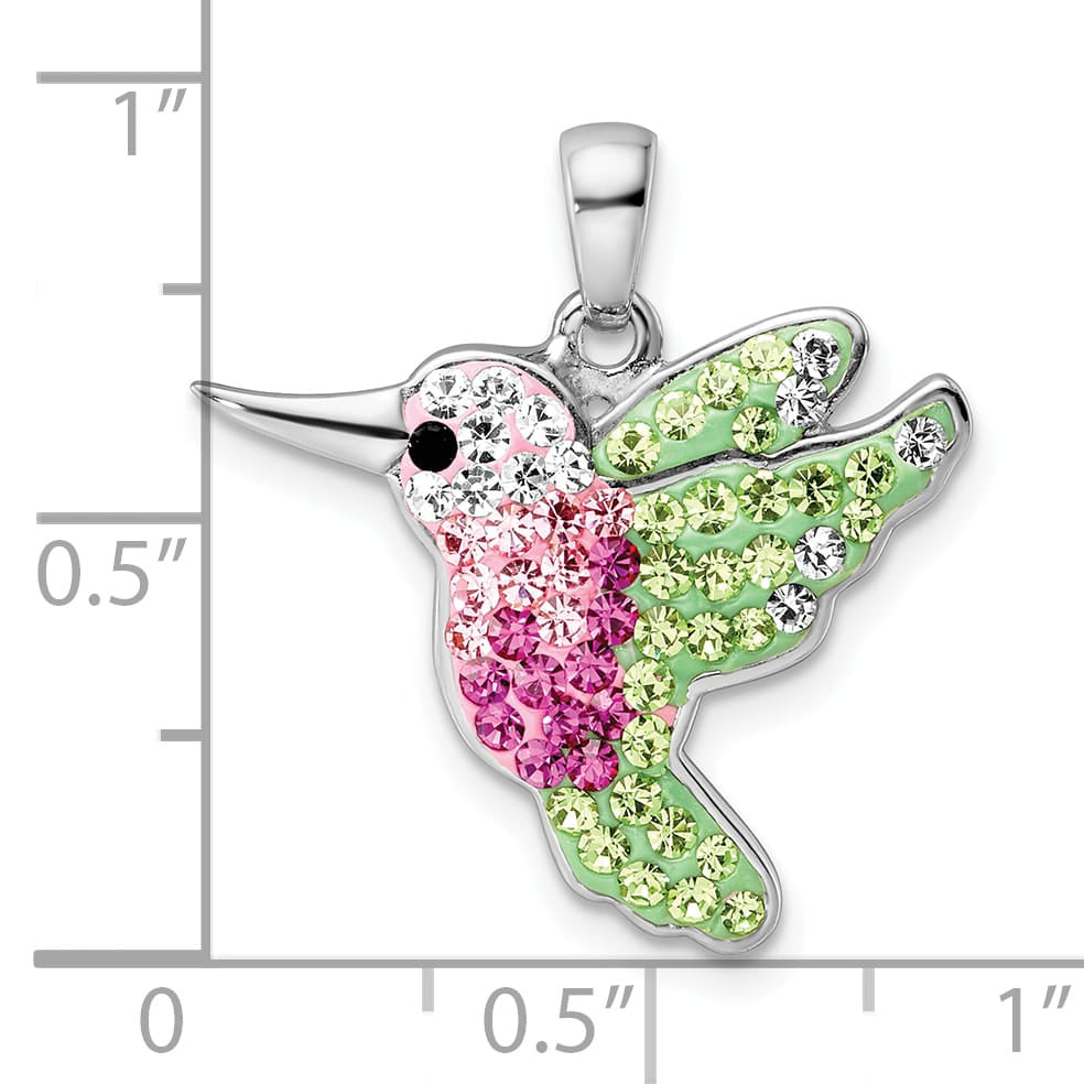 Sterling Silver Preciosa Crystal Hummingbird Pendant
