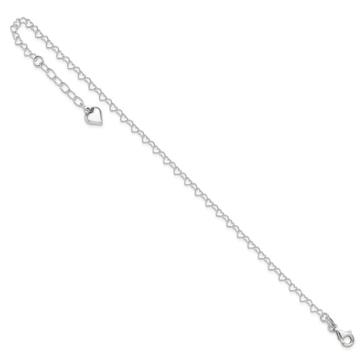 Sterling Silver Puffed Heart Dangle 5 mm Anklet