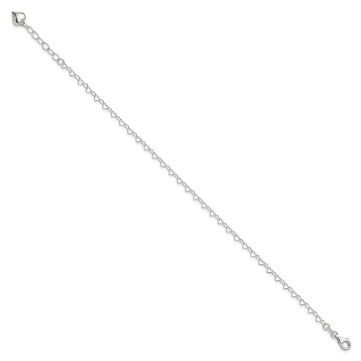 Sterling Silver Puffed Heart Dangle 5 mm Anklet