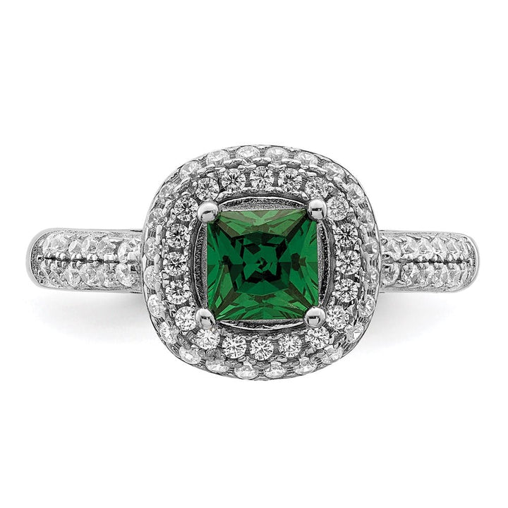 Sterling Silver Pure Fire Sterling Silver Rhod-plated White & Green