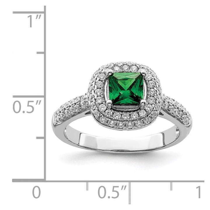 Sterling Silver Pure Fire Sterling Silver Rhod-plated White & Green