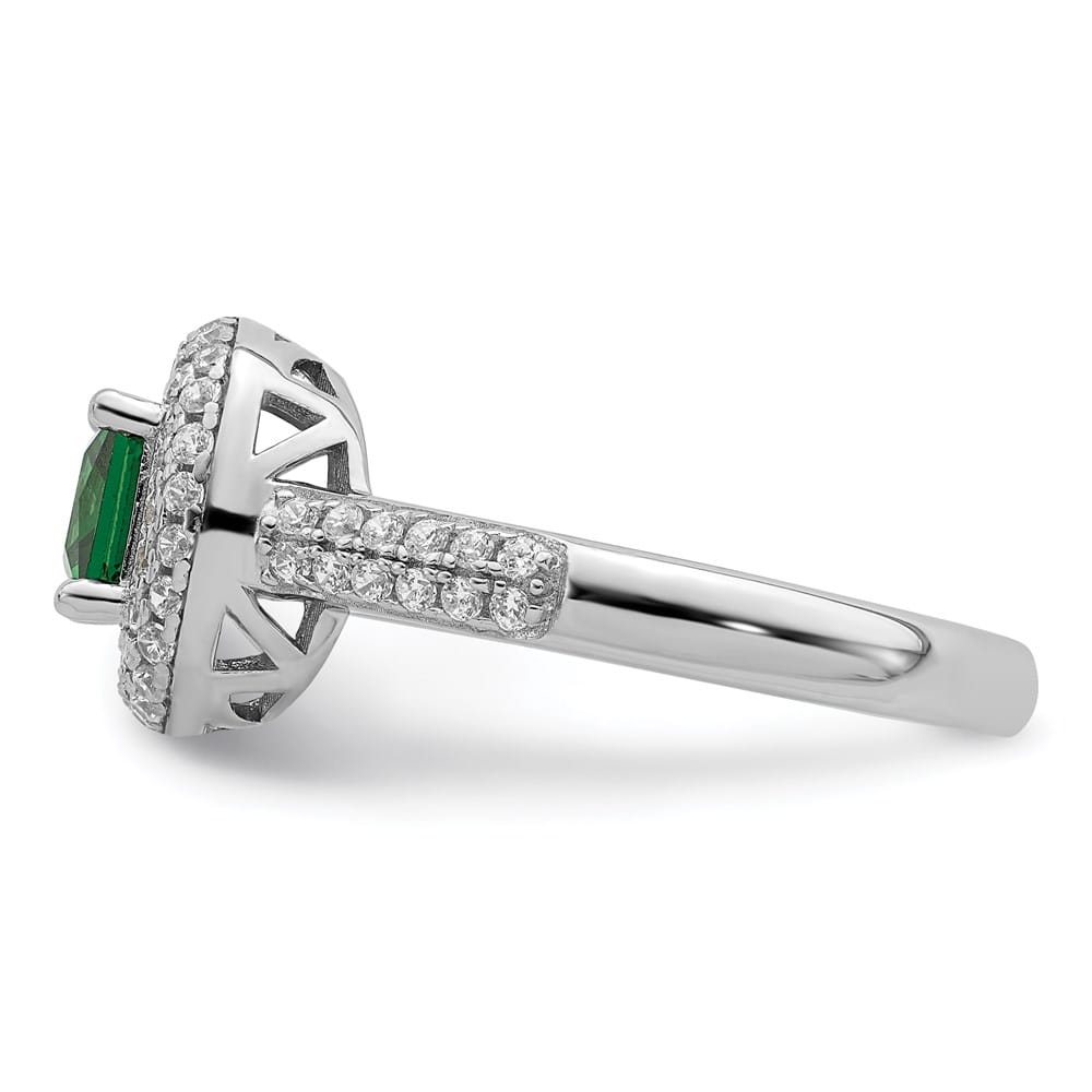 Sterling Silver Pure Fire Sterling Silver Rhod-plated White & Green