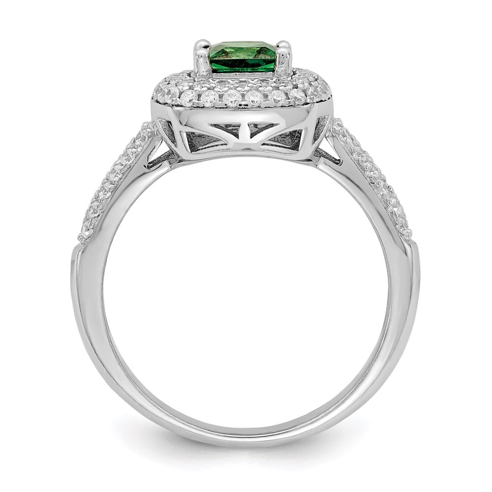 Sterling Silver Pure Fire Sterling Silver Rhod-plated White & Green