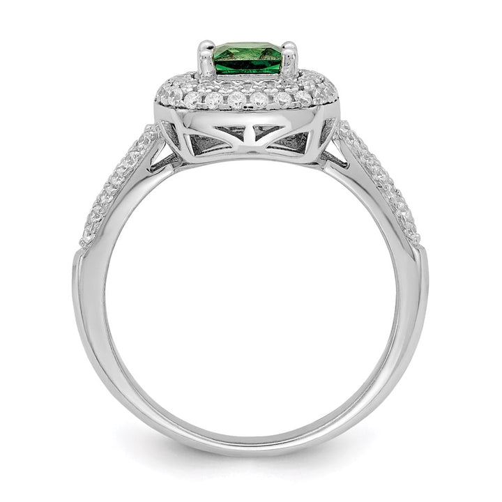 Sterling Silver Pure Fire Sterling Silver Rhod-plated White & Green