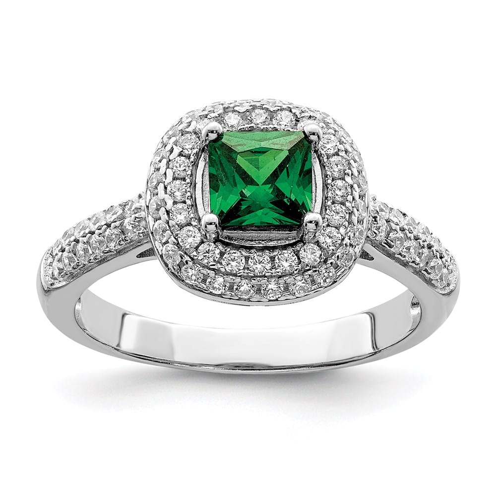 Sterling Silver Pure Fire Sterling Silver Rhod-plated White & Green