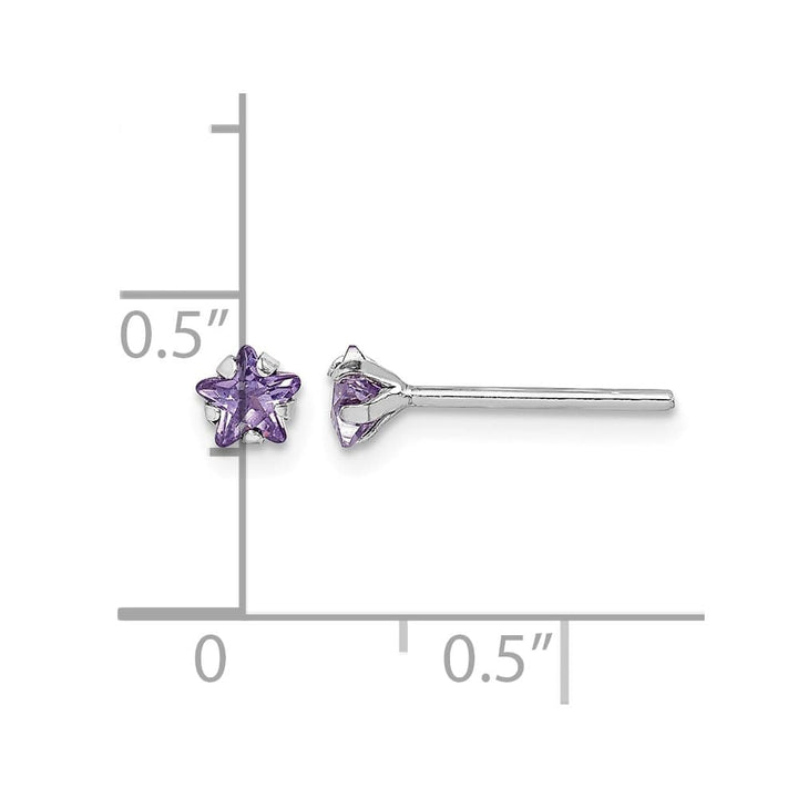 Sterling Silver Purple CZ Star Stud Earrings