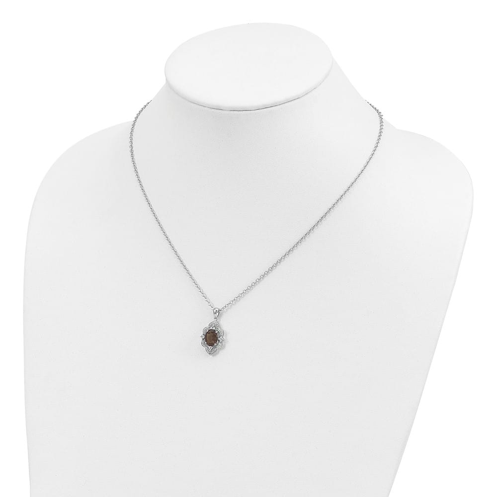 Sterling Silver Quartz and White Topaz and Diamond 20 inch Necklace