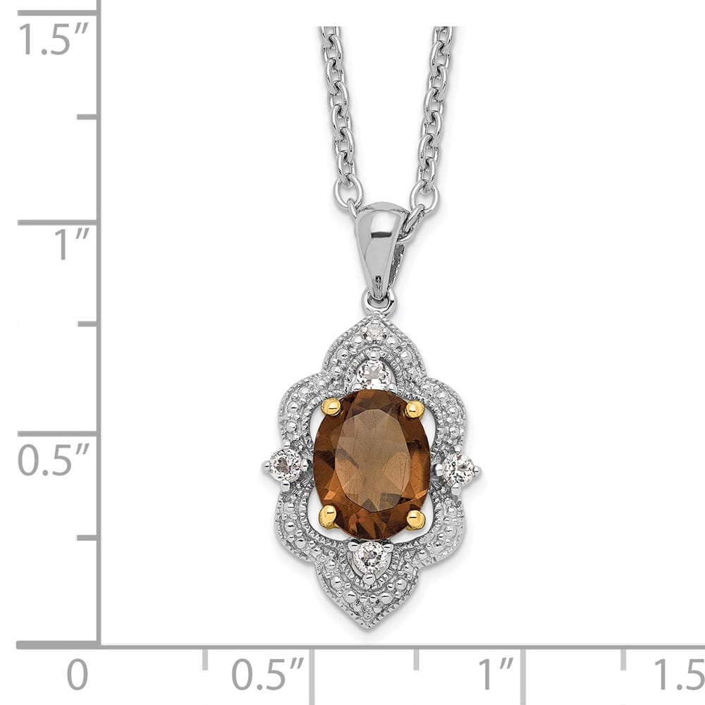 Sterling Silver Quartz and White Topaz and Diamond 20 inch Necklace