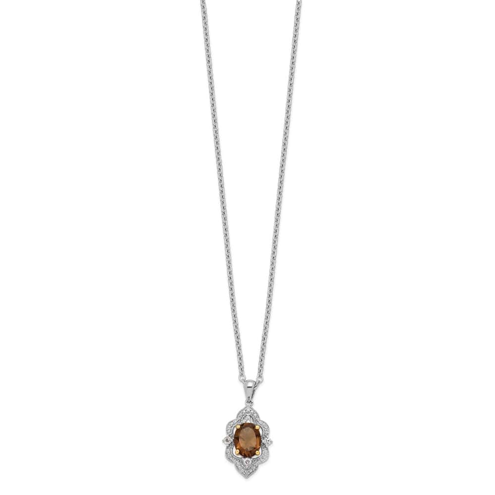 Sterling Silver Quartz and White Topaz and Diamond 20 inch Necklace