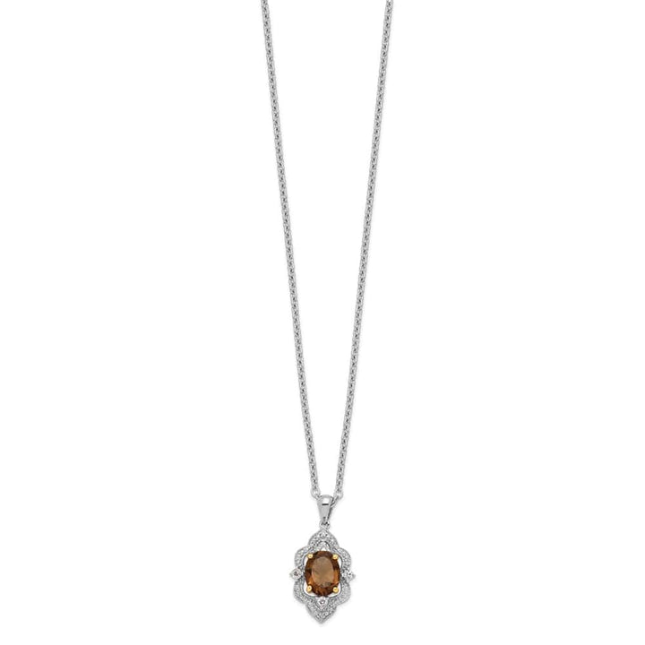 Sterling Silver Quartz and White Topaz and Diamond 20 inch Necklace