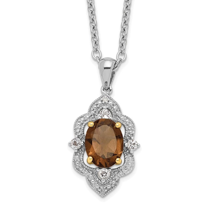 Sterling Silver Quartz and White Topaz and Diamond 20 inch Necklace