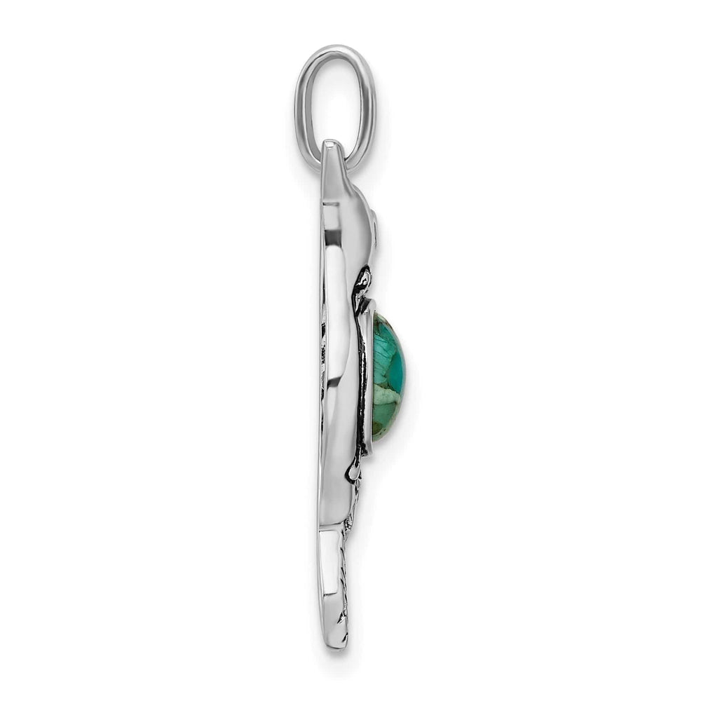 Sterling Silver Reconstituted Turquoise and CZ Hummingbird Pendant