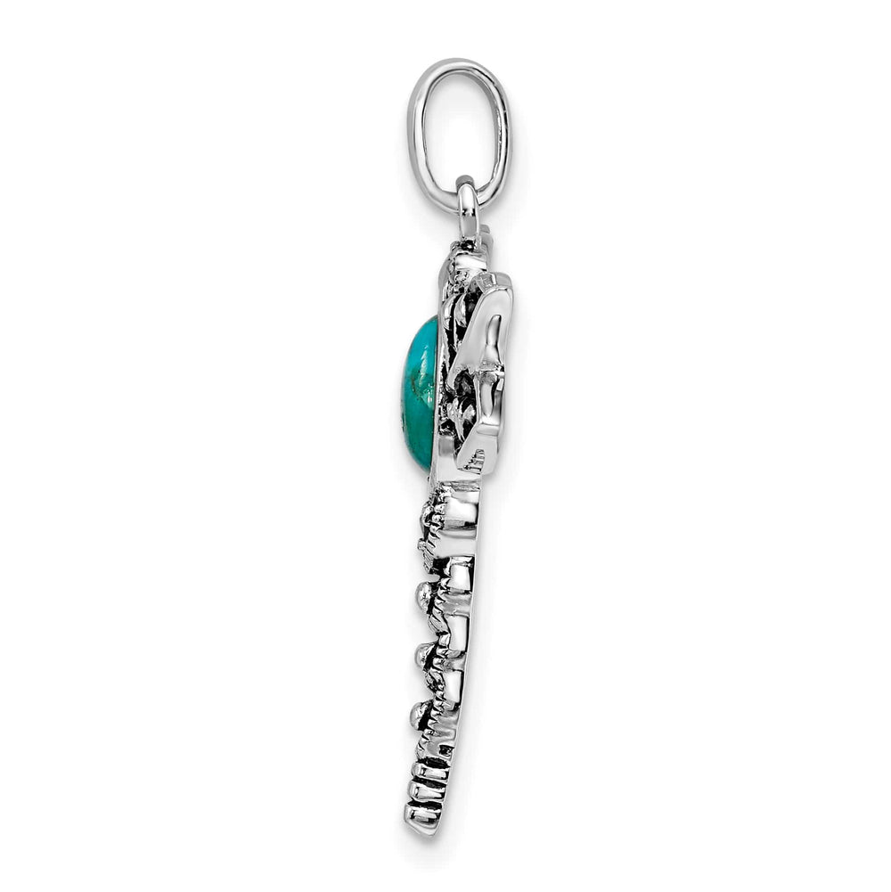 Sterling Silver Reconstituted Turquoise and Marcasite Pendant